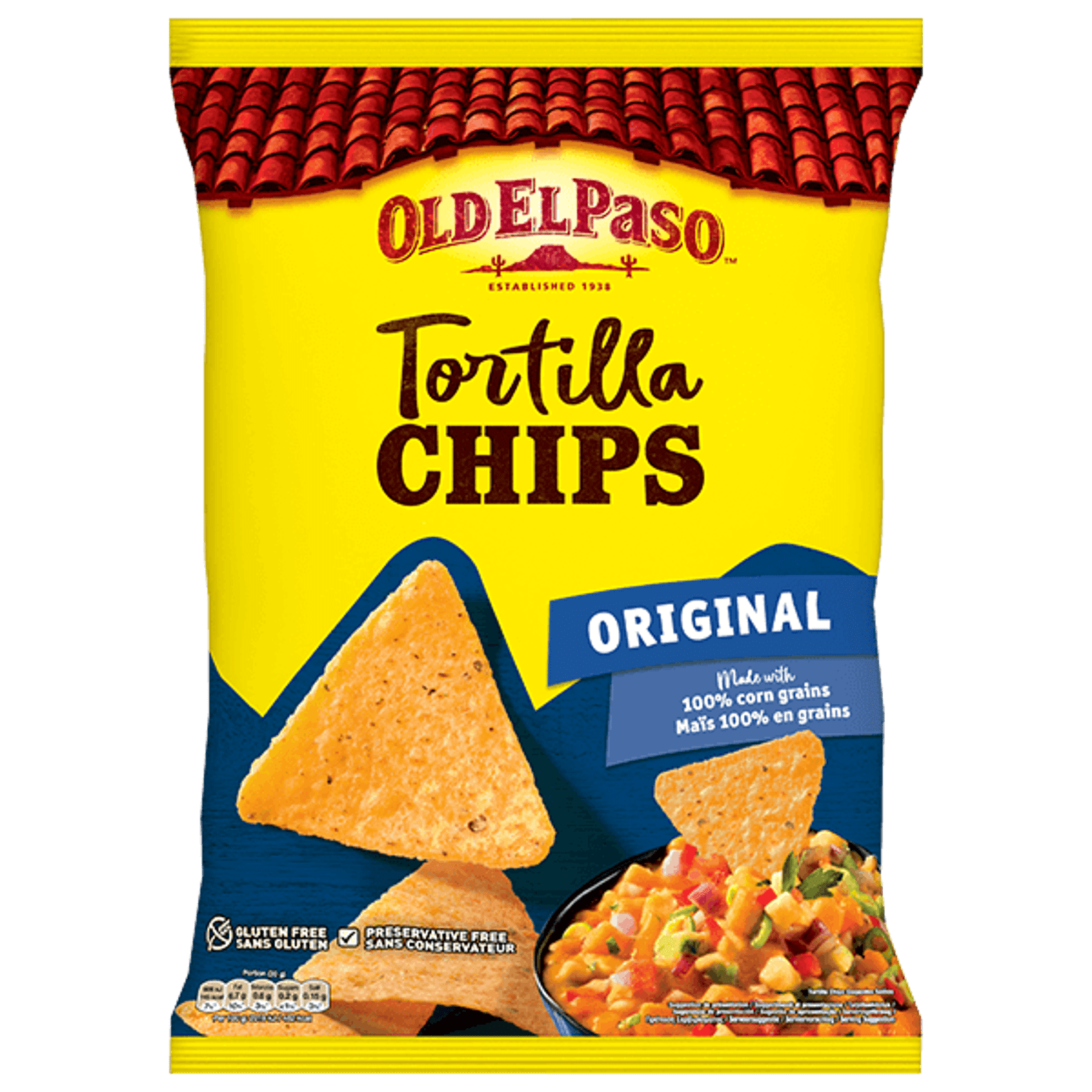 pack of Old El Paso's salted tortilla chips (185g)